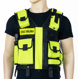 KAMIZELKA TAKTYCZNA FLUO-CZARNA WZÓR V SIATKA