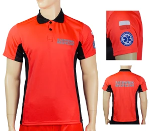 KOSZULKA POLO FLUO RATOWNIK | ODBLASK + FLAGI + LOGO 