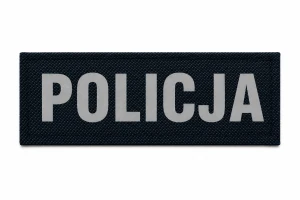 Emblemat POLICJA odblaskowy – Naszywka czarna