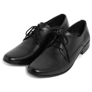 Półbuty wyjściowe skórzane czarne – eleganckie buty do munduru matowe
