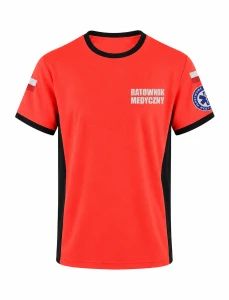 KOSZULKA T-SHIRT FLUO RATOWNIK ODBLASK + FLAGI + LOGO | MODEL II