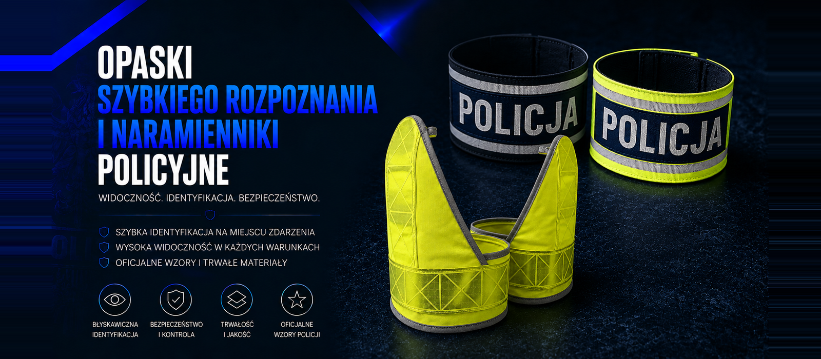 Opaski szybkiego rozpoznania i naramienniki policyjne